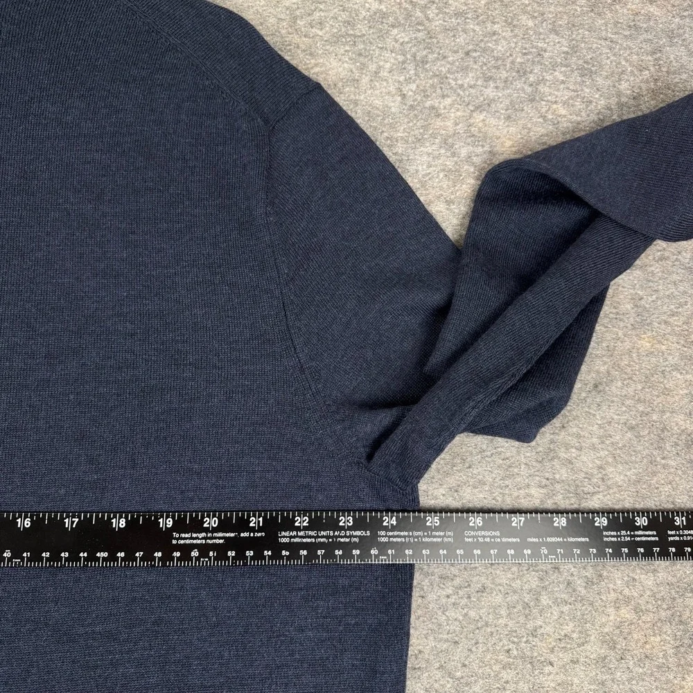 Banana Repubic Italian Merino Extra Fine Wool 1/2 Zip Sweater Blue Mens XL